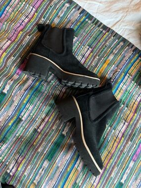 Dolce Vita Black Suede Lug-Sole Chelsea Booties